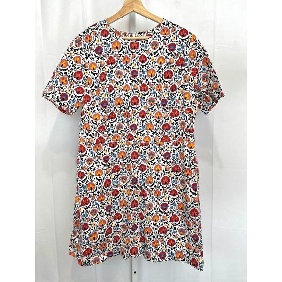 BODEN Cotton Mini Shift Dress Enchanted Bloom Floral Red Orange UK 20 US 16 18 - Picture 9 of 9